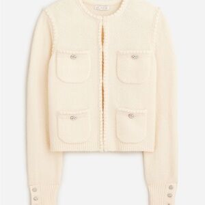 J. Crew Cream Cropped Knit Cardigan with Jewel Buttons